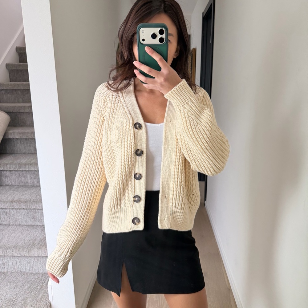 Everlane Cream Button-Up Cardigan